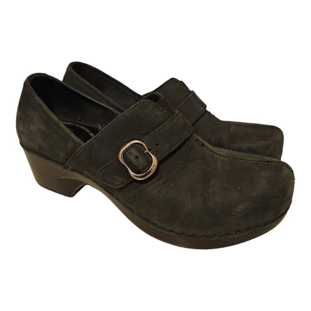 DANSKO Tamara Professional Clog Mule Black Buckle Nursing Work Shoe - Size 38